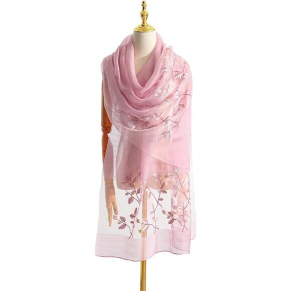 Women Silk & Wool Long and Large Scarf Shawl Wrap For Evening Dress - Picture 2 of 3